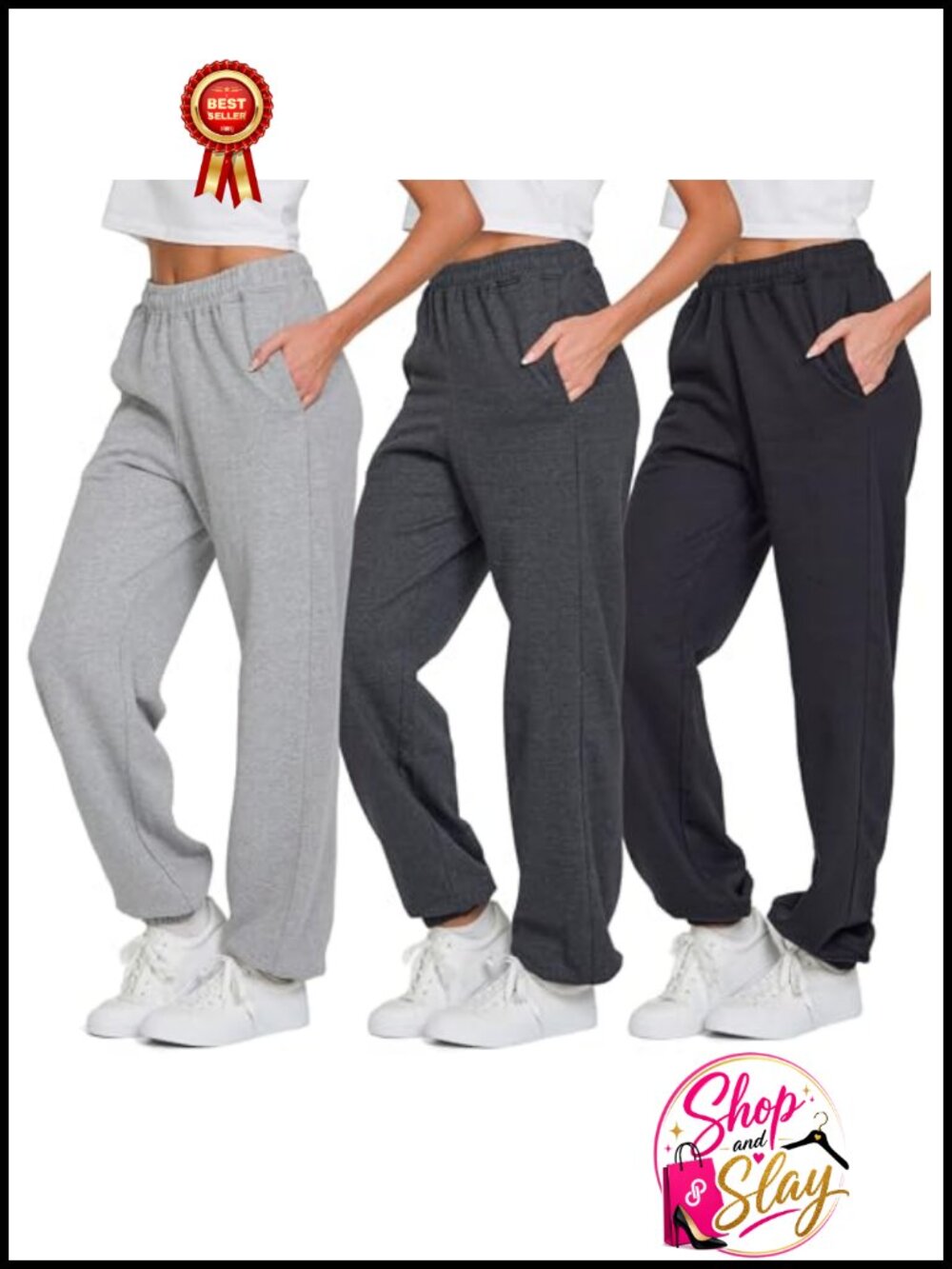 Women's Fleece Joggers Wide Leg Cinched Bottom Pockets Lounge Pants